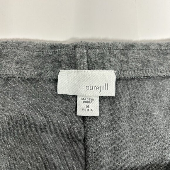 J.Jill Pure Jill Women Pull On Straight Pants Gray Velour Stretch Mid Rise Sz PM - Picture 4 of 12